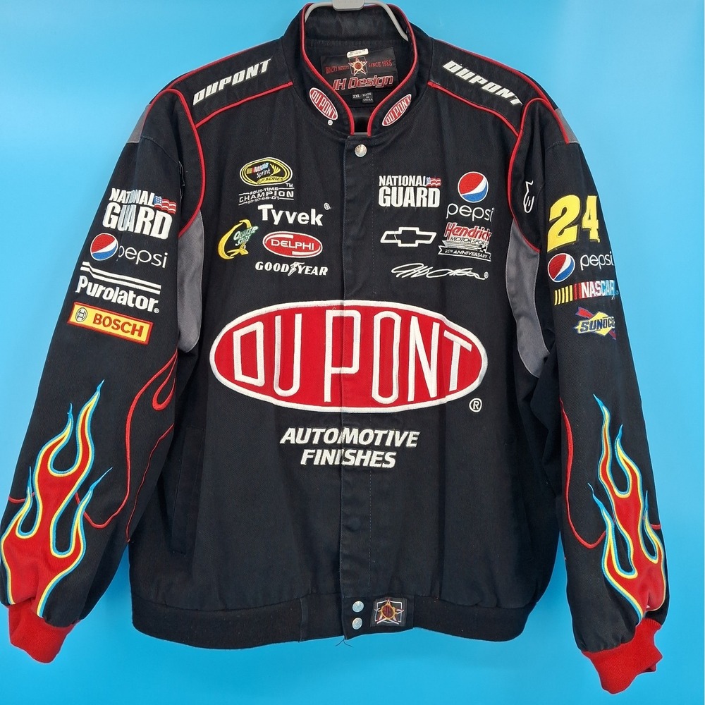 Vintage Jeff Gordon #24 Dupont Flame Nascar Jacket JH Design Men's 2XL
